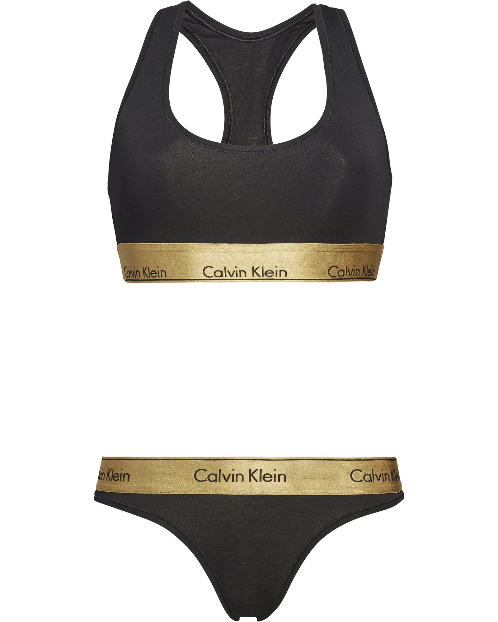 Calvin Klein Bralette Set W Black Gold Ground