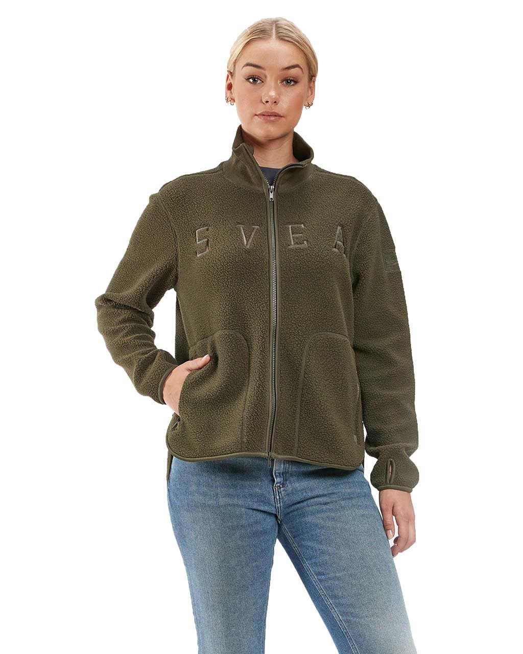 Svea Pile Turtle Zip Sweat W Dark Army (XS XS)