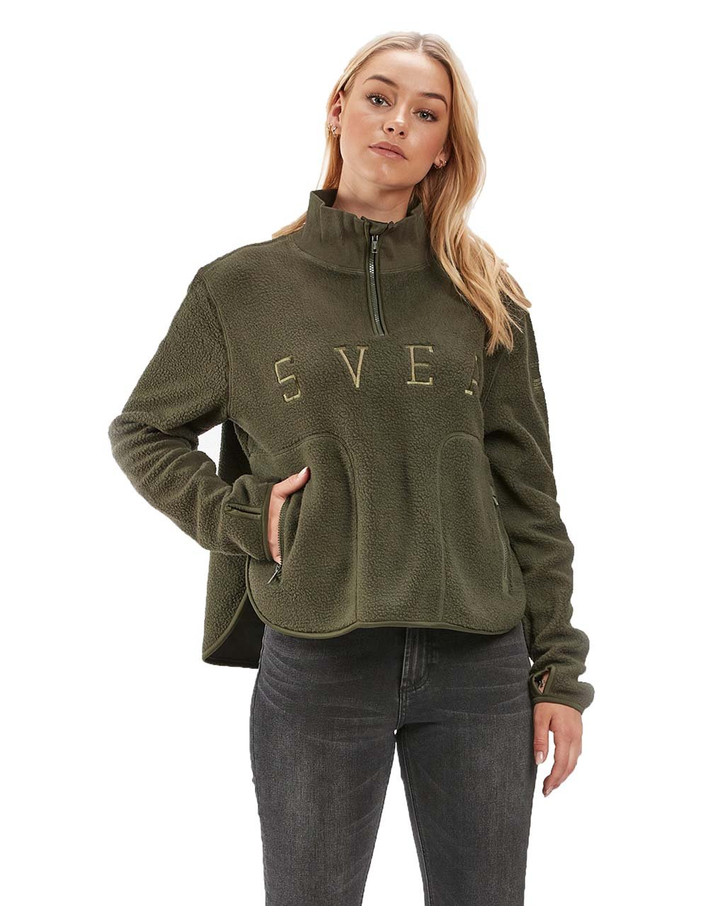 Svea Half Zip Pile W Dark Army (XS XS)