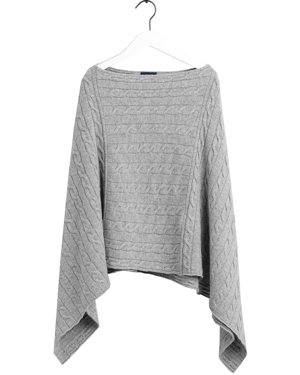 Gant Lambswool Cable Poncho W Grey Melange