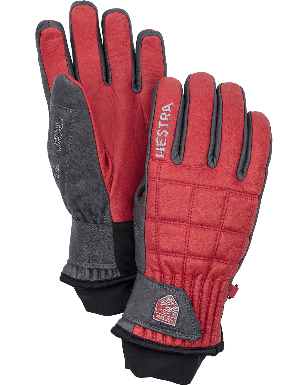 Hestra Henrik Leather Pro Model - 5 Finger Red/Grey