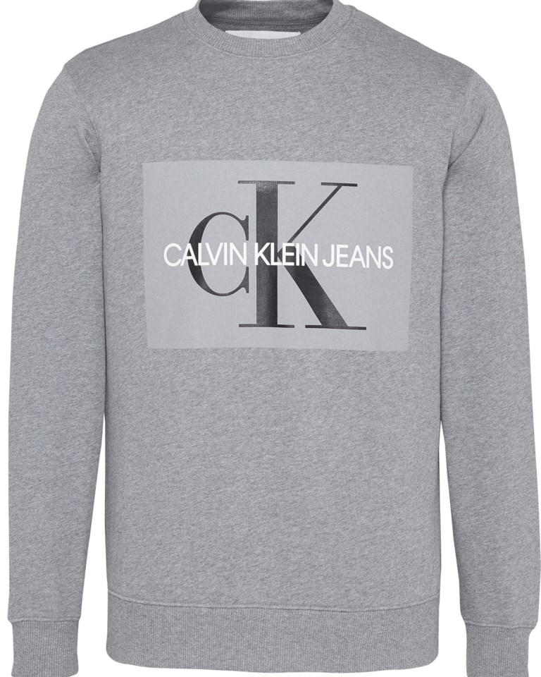 Core Grey Logo Heather Monogram Sweatshirt M Calvin Klein