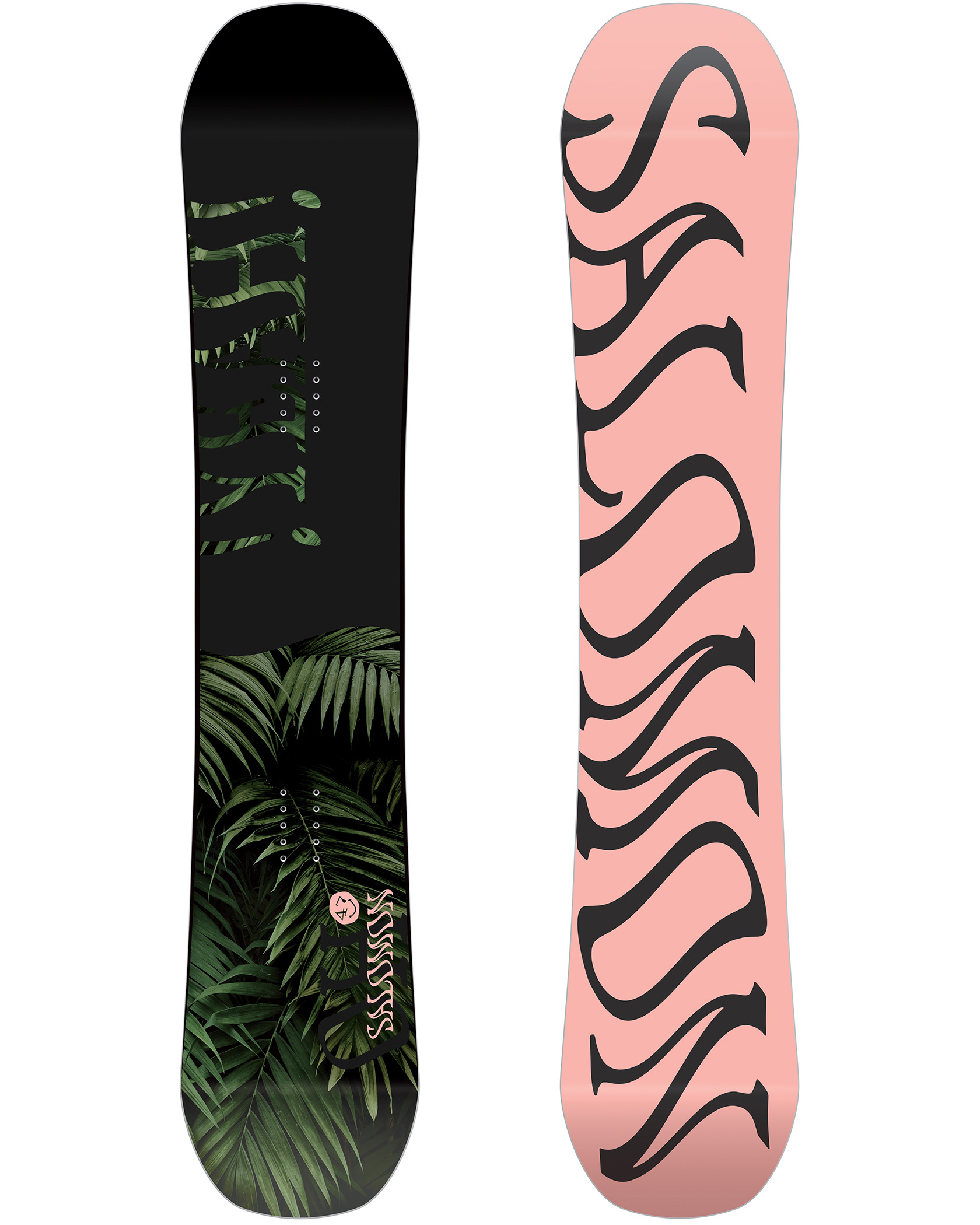 pink and green snowboard