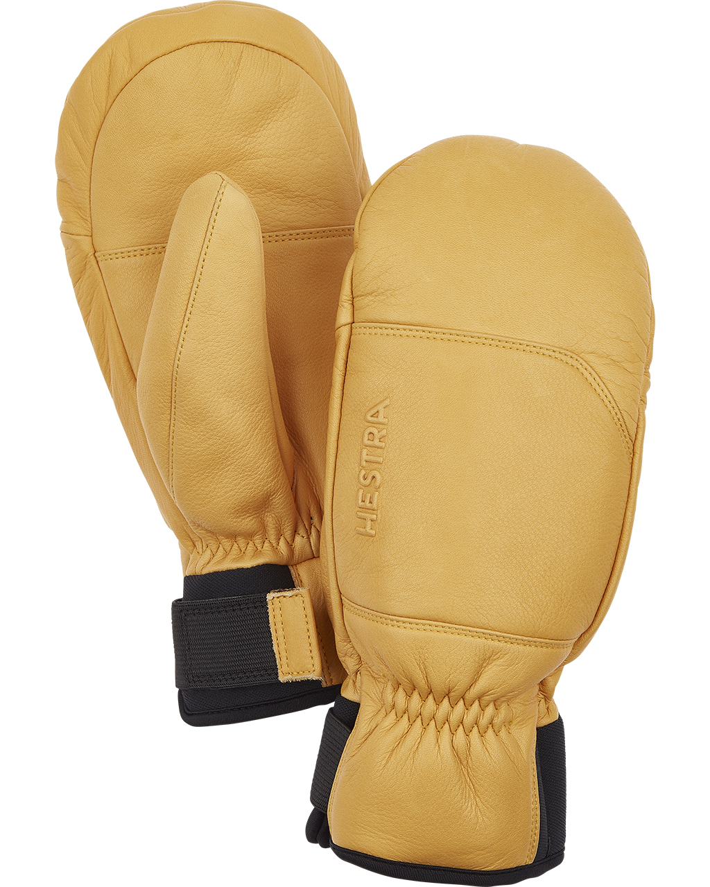 tan leather ski mittens