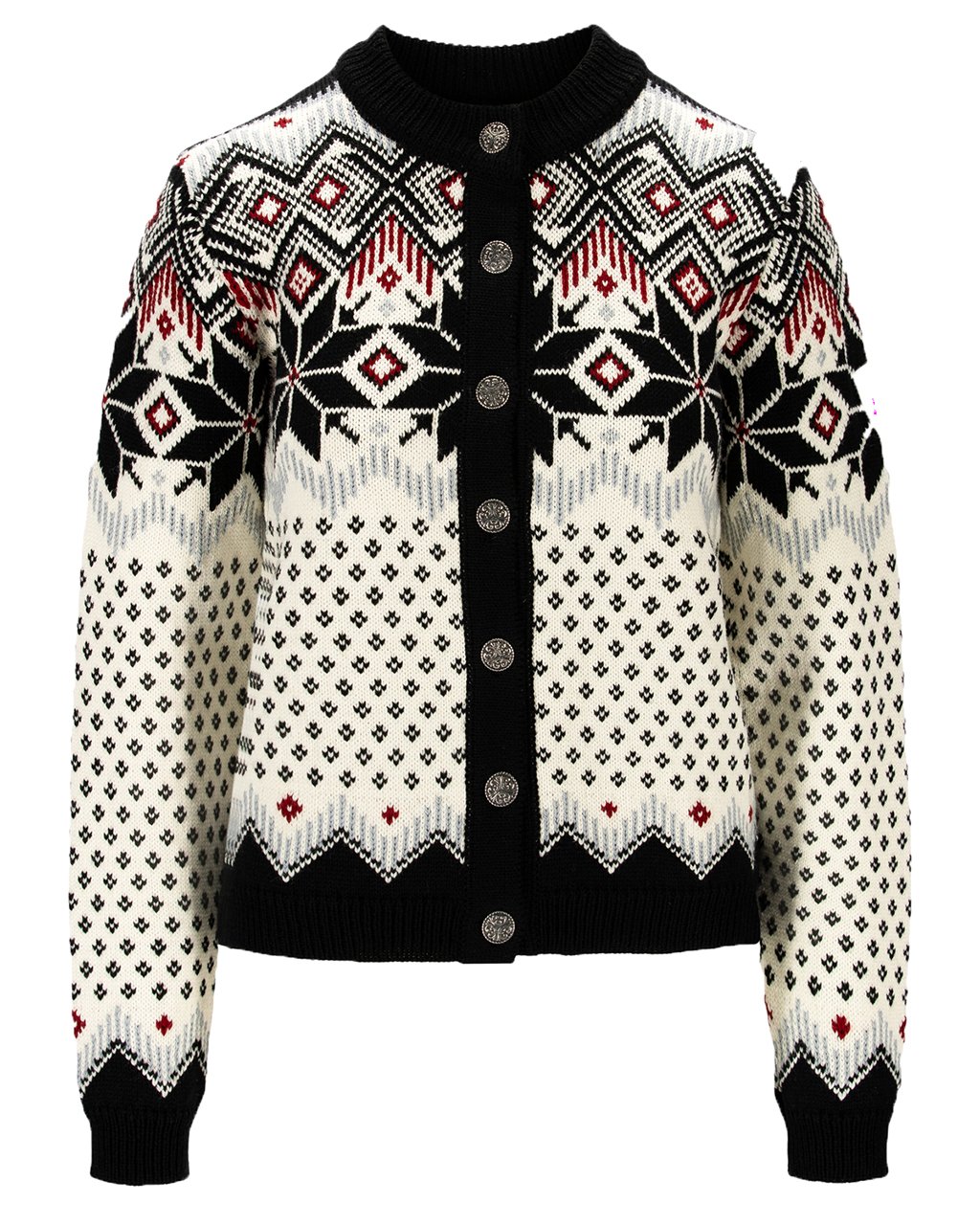 Dale Of Norway Vilja Jacket W Black/Offwhite/Metal/RedRose (XS XS)