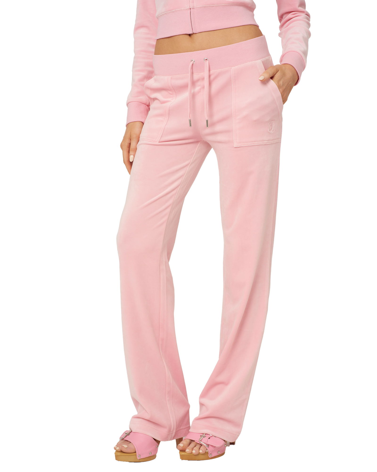 Juicy Couture Del Ray Classic Velour Pant Pocket Design W Candy Pink (XS XS)