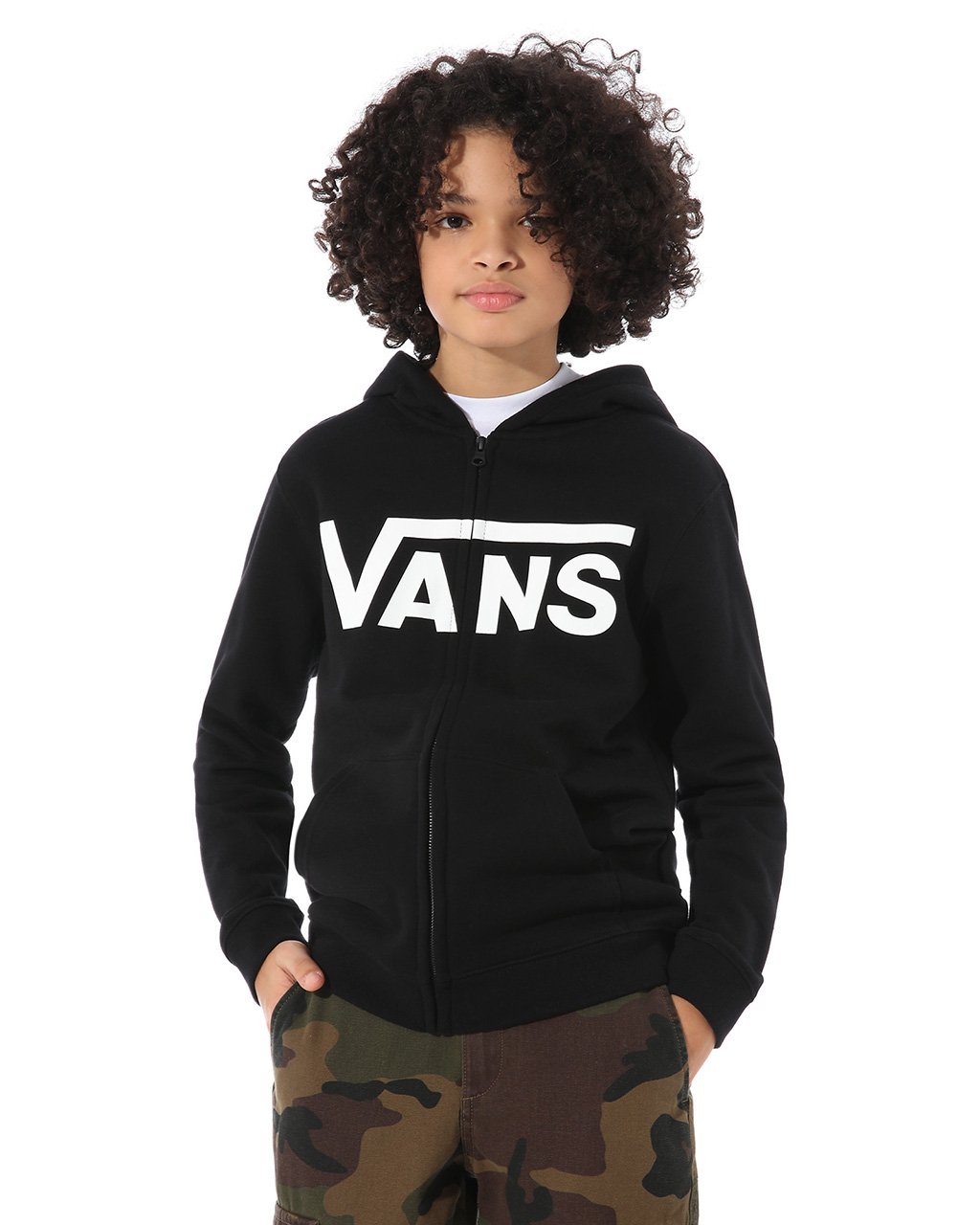 Vans By Vans Classic Zip Hoodie II Boys JR Black/White (M M)