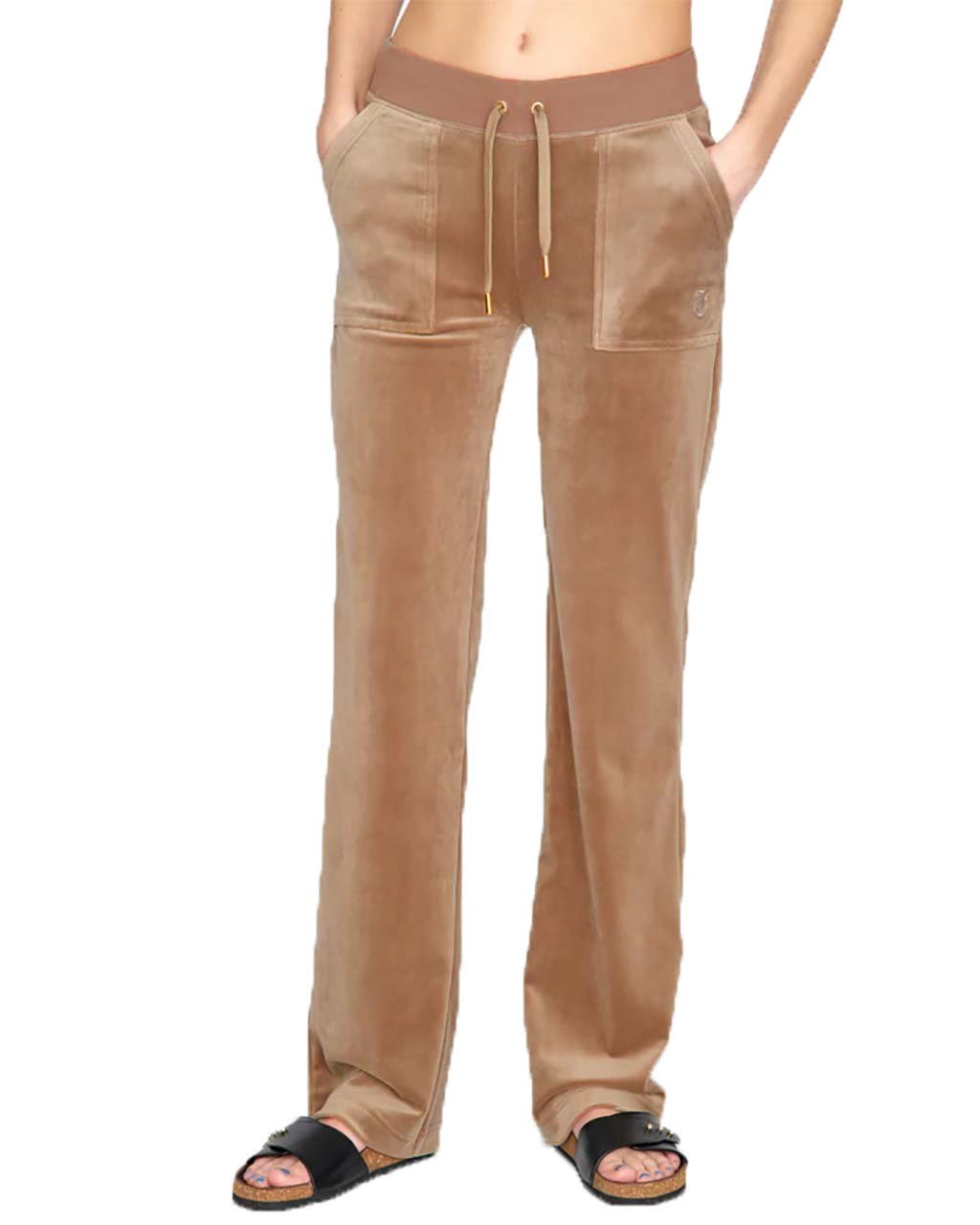 Juicy Couture Del Ray Classic Velour Pant Pocket Design W Taupe/Gold/Caramel (XXS XXS)